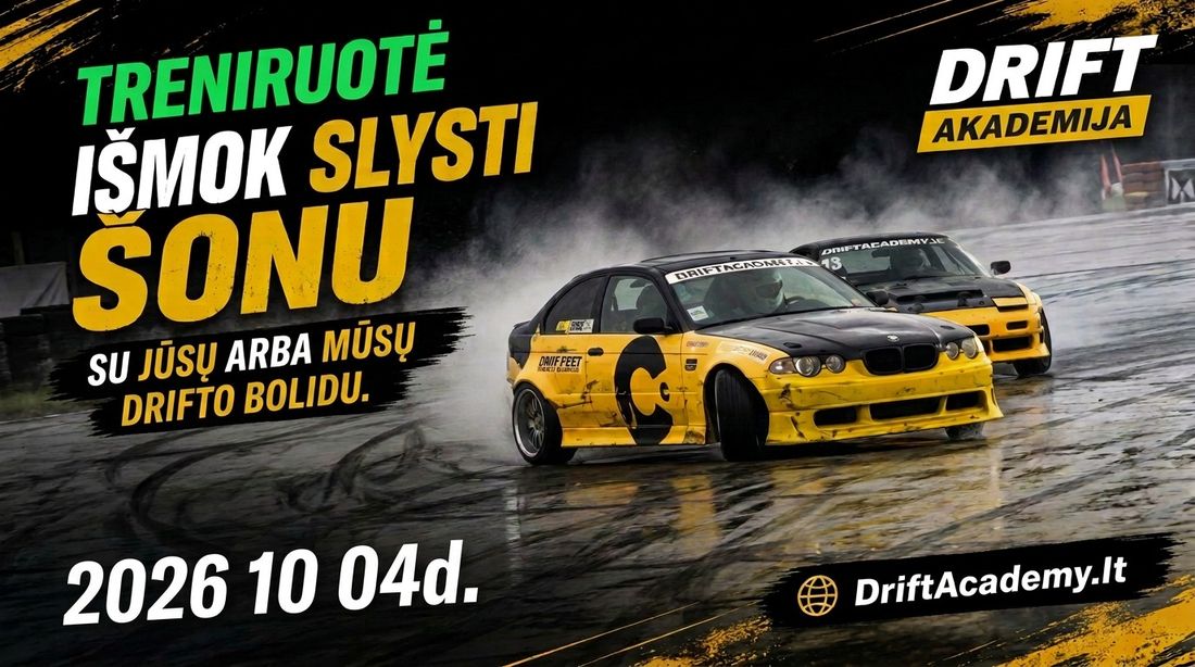 Drift Academy LT – drift training on 4 October, Vilnius district, with your drift car or ours